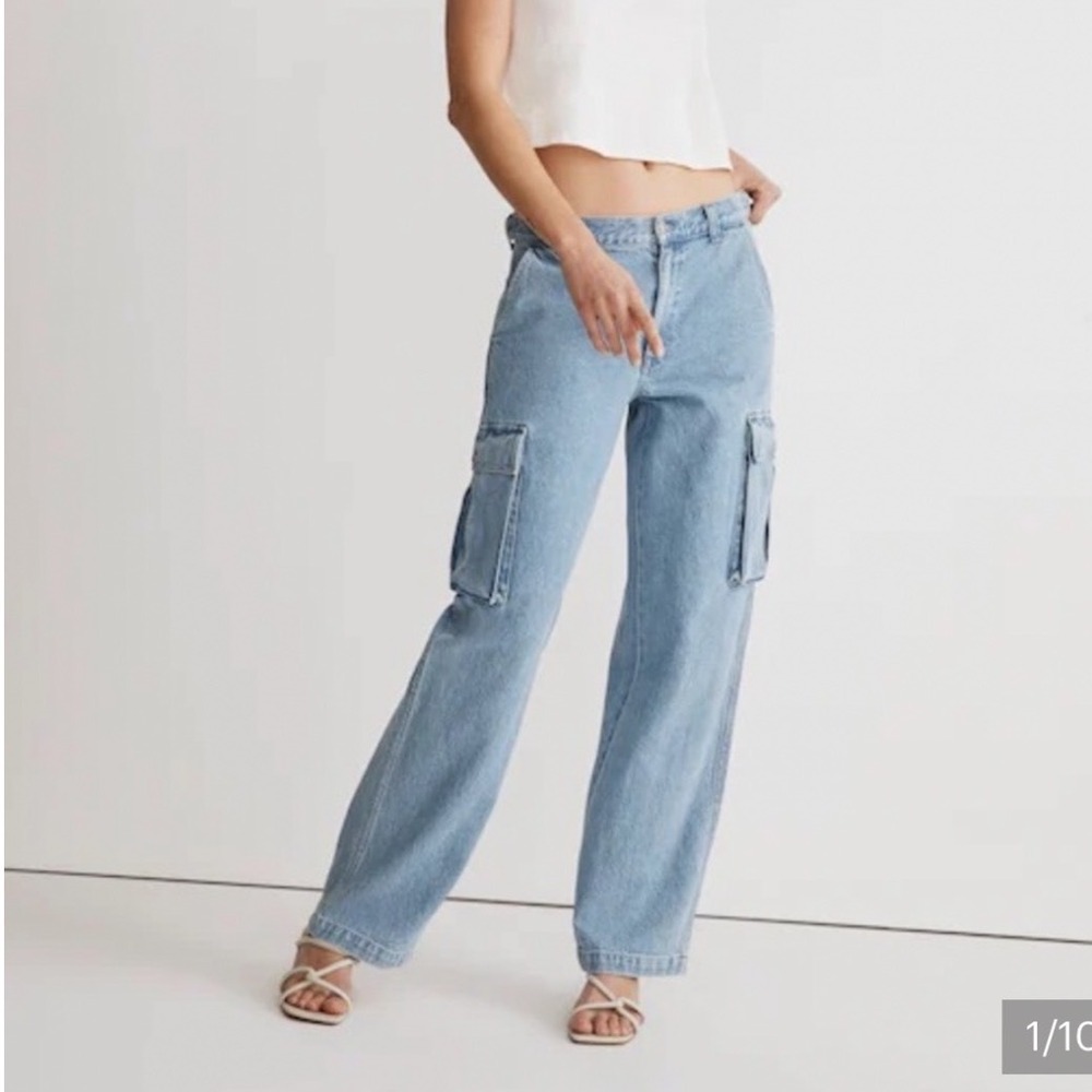 Madewell Low Slung Cargo Light Wash Denim Utility Jeans Size 27